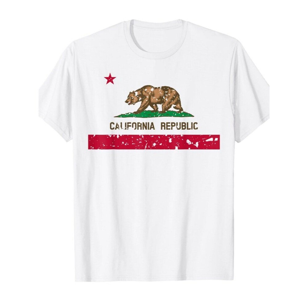 California State Flag Tshirt Distressed Cool Tee Patriotic T-Shirt S